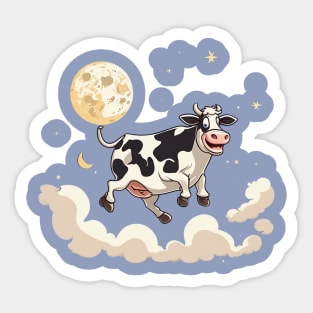 Cow jumped over the moon, happy Farms Sticker